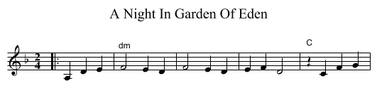 A Night In Garden Of Eden - staff notation