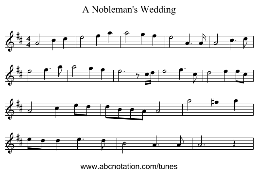 A Nobleman's Wedding - staff notation