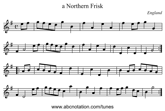 a Northern Frisk - staff notation