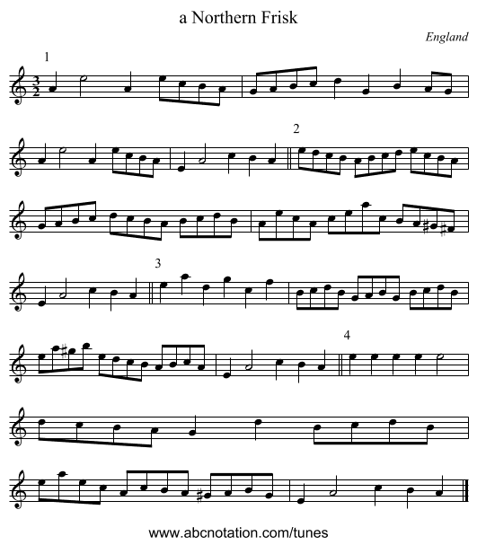 a Northern Frisk - staff notation