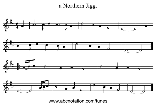a Northern Jigg. - staff notation