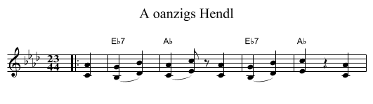 A oanzigs Hendl - staff notation