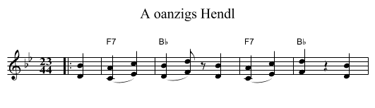 A oanzigs Hendl - staff notation