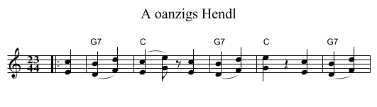 A oanzigs Hendl - staff notation