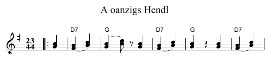 A oanzigs Hendl - staff notation