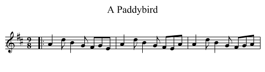 A Paddybird - staff notation