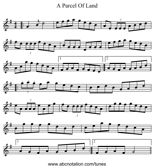 A Parcel Of Land - staff notation