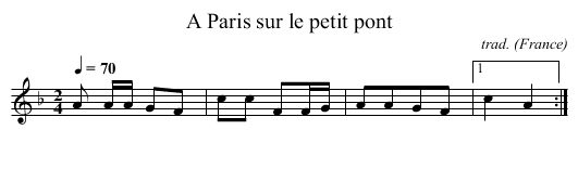 A Paris sur le petit pont - staff notation