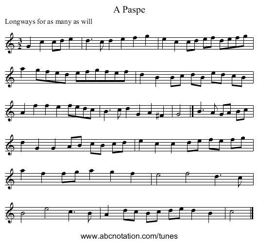 A Paspe - staff notation