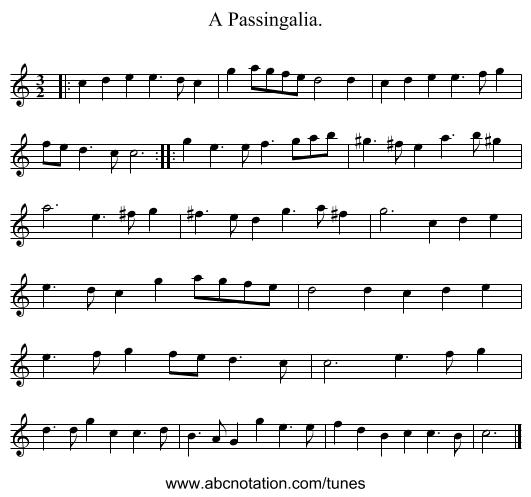 A Passingalia. - staff notation