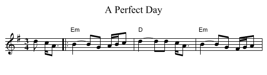 A Perfect Day - staff notation