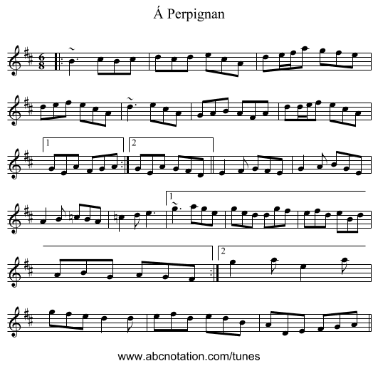 Á Perpignan - staff notation