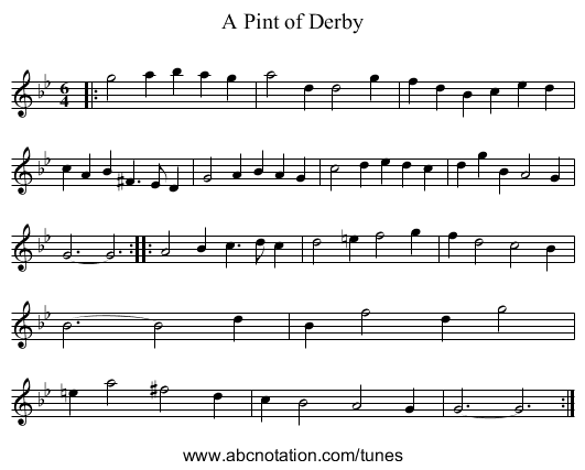 A Pint of Derby - staff notation