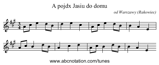 A pojdx Jasiu do domu - staff notation