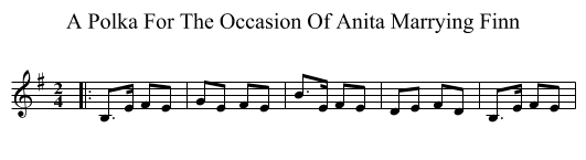 A Polka For The Occasion Of Anita Marrying Finn - staff notation