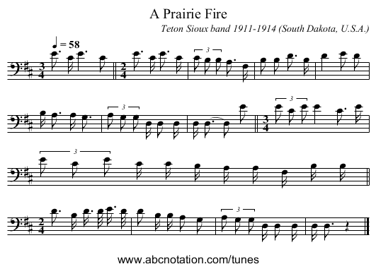 A Prairie Fire - staff notation