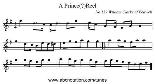 A Prince(?)Reel - staff notation