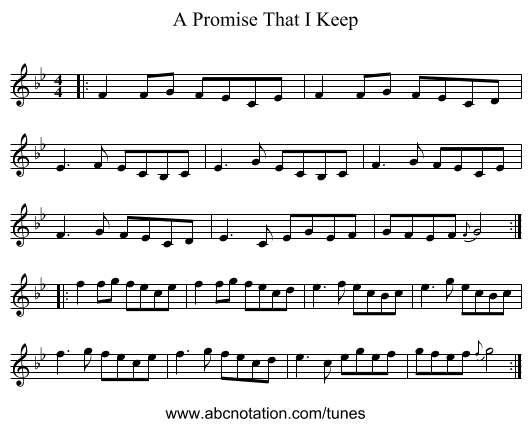 A Promise That I Keep - staff notation