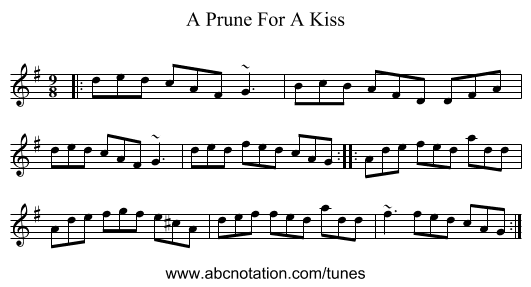 A Prune For A Kiss - staff notation