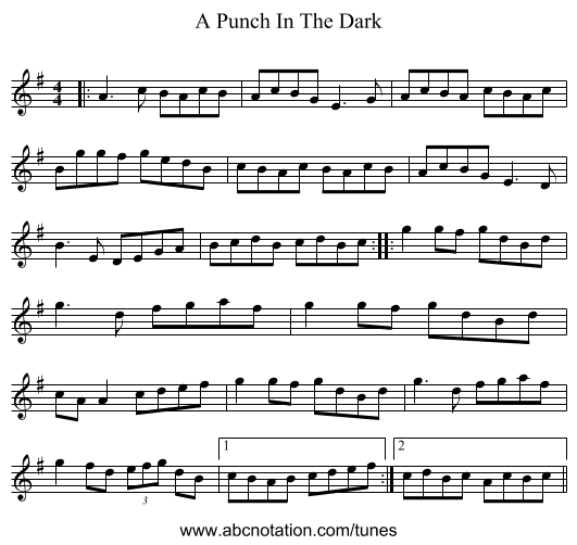 A Punch In The Dark - staff notation