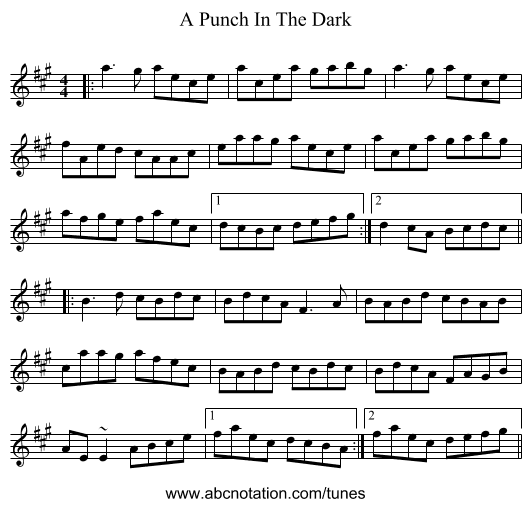 A Punch In The Dark - staff notation