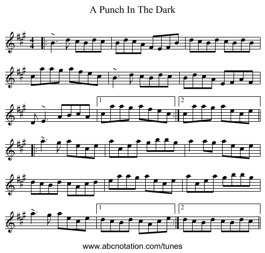 A Punch In The Dark - staff notation