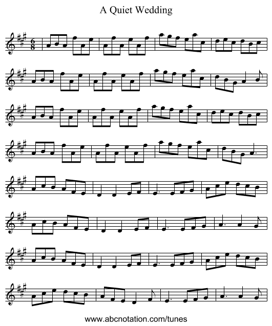 A Quiet Wedding - staff notation