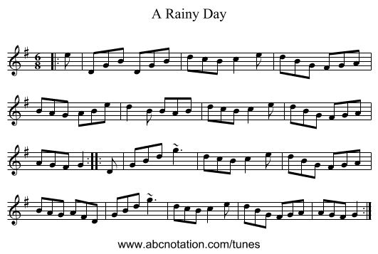 A Rainy Day - staff notation