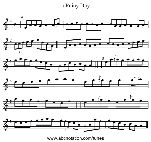 a Rainy Day - staff notation
