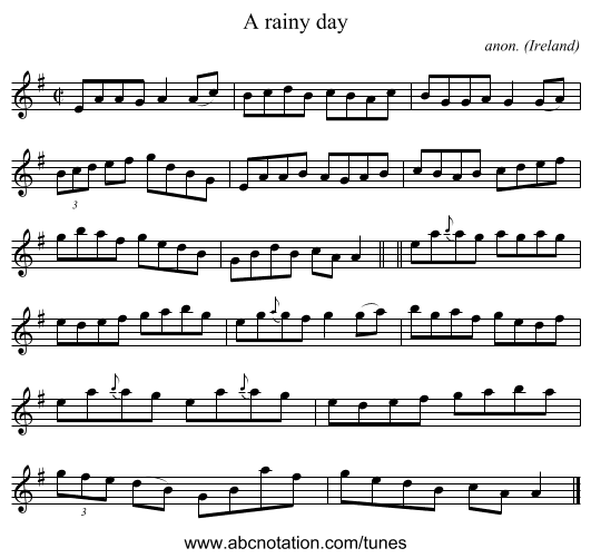 A rainy day - staff notation