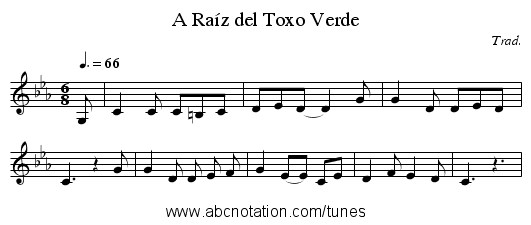 A Raíz del Toxo Verde - staff notation