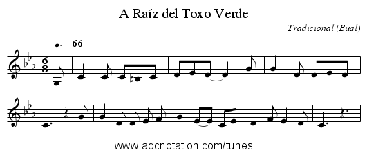 A Raíz del Toxo Verde - staff notation
