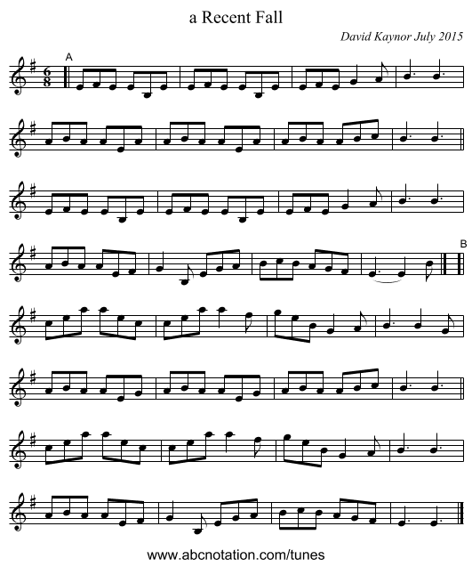 a Recent Fall - staff notation
