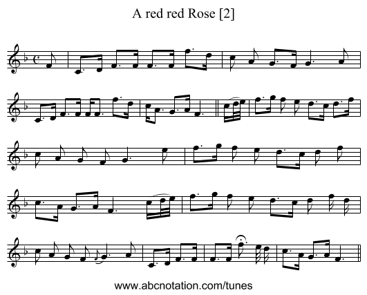 A red red Rose [2] - staff notation