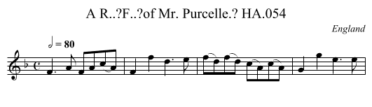 A R..?F..?of Mr. Purcelle.? HA.054 - staff notation