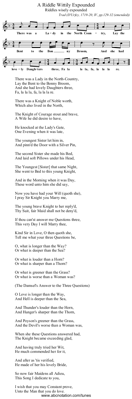 A Riddle Wittily Expounded - staff notation