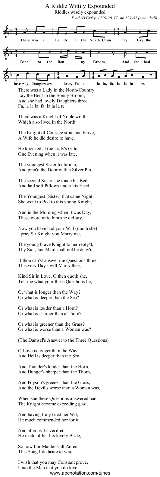 A Riddle Wittily Expounded - staff notation