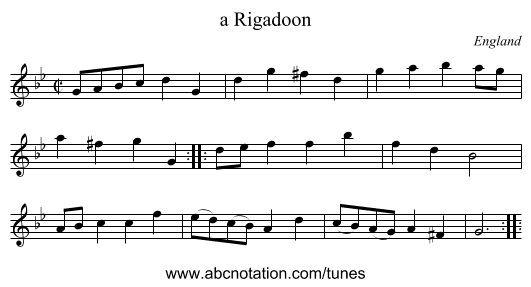 a Rigadoon - staff notation