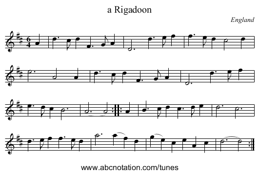 a Rigadoon - staff notation