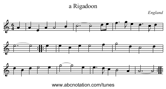 a Rigadoon - staff notation