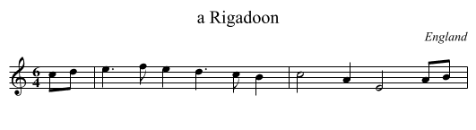 a Rigadoon - staff notation