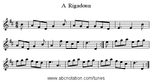 A  Rigadoun - staff notation