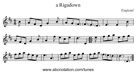 a Rigadown - staff notation