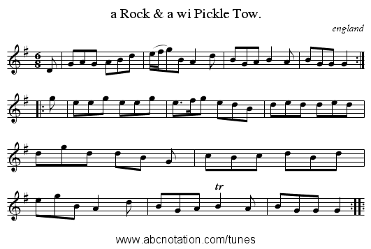 a Rock & a wi Pickle Tow. - staff notation