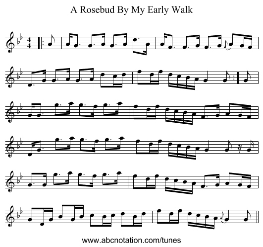 A Rosebud By My Early Walk - staff notation