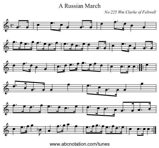 A Russian March - staff notation