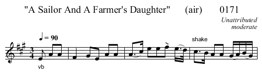 A Sailor And A Farmer's Daughter      (air)       0171 - staff notation