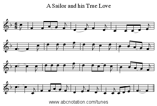 A Sailor and his True Love - staff notation