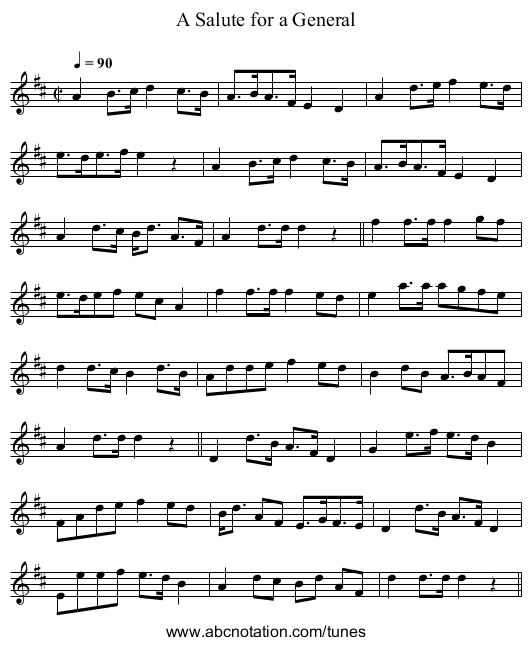A Salute for a General - staff notation