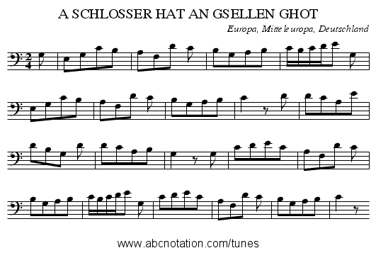 A SCHLOSSER HAT AN GSELLEN GHOT - staff notation